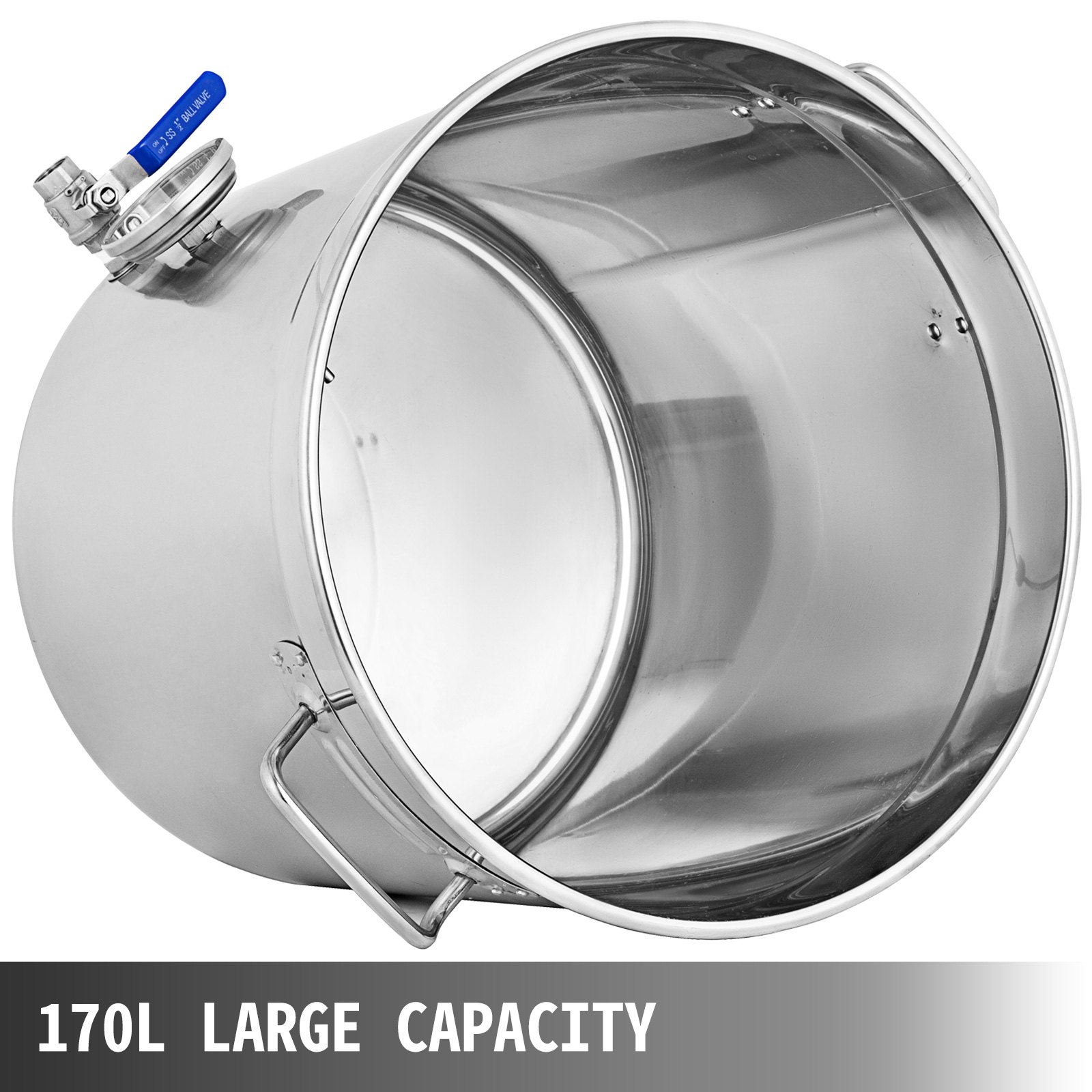 VEVOR Kettle Stockpot Stainless Steel 45Gal with Lid and Thermometer for Home Brew and Stock Pot Cookware 180 Quart