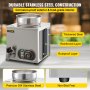 VEVOR 110V Commercial Food Warmer 4.2 Qt Capacity, 300W Electric Soup Warmer Adjustable Temp.86-185℉, Stainless Steel Countertop Soup Pot with Tap, Bain Marie Food Warmer for Cheese/Hot Dog/Rice