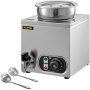 VEVOR 110V Commercial Soup Warmer 7.4 Qt Capacity, 300W Electric Food Warmer Adjustable Temp.86-185℉, Stainless Steel Countertop Soup Pot with Tap, Bain Marie Food Warmer for Cheese/Hot Dog/Rice