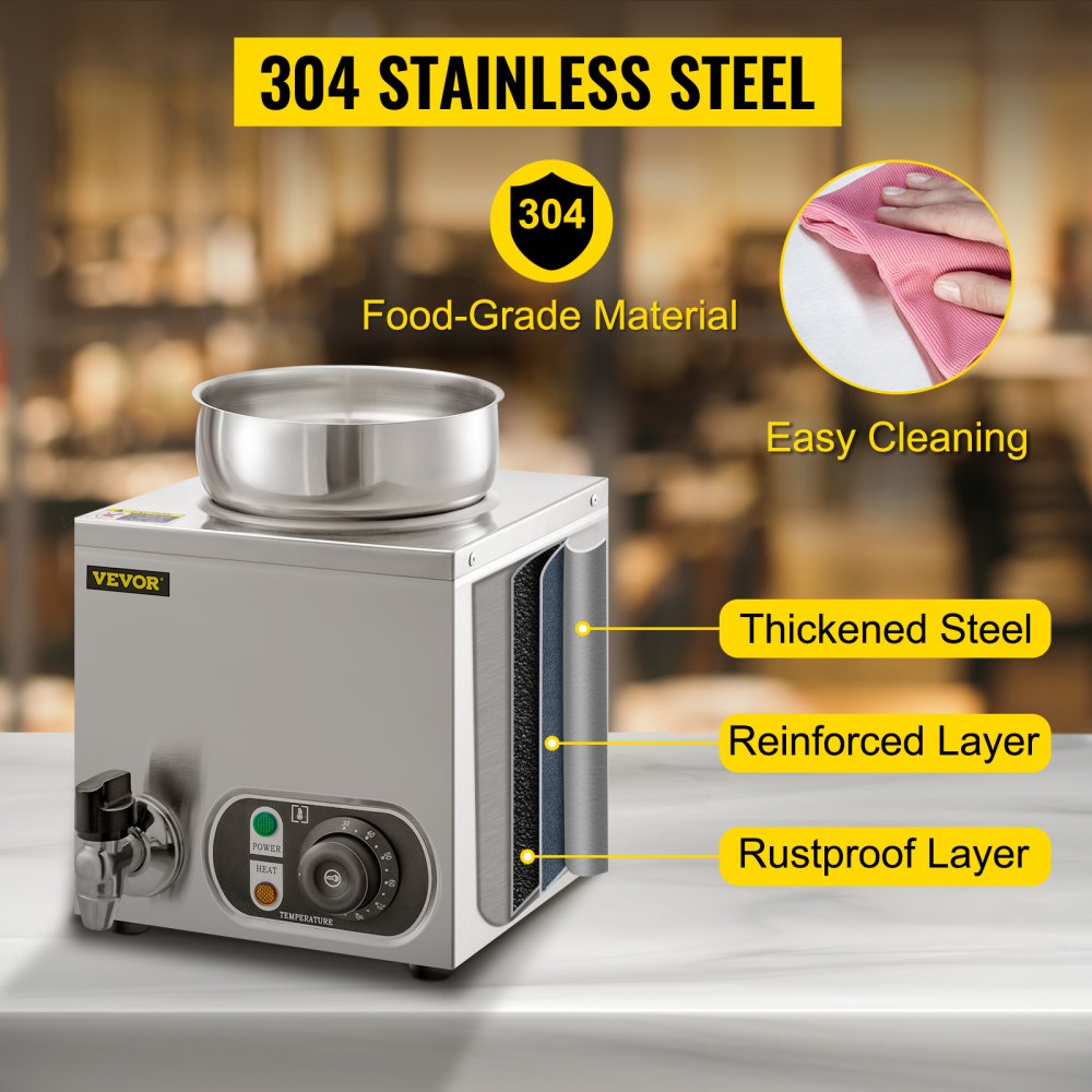 VEVOR Commercial Soup Warmer Soup Station Single 7L Round Pot Soup Kettle Warmer