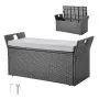Outdoor Storage Bench PE Rattan 40Gal Deck Box Waterproof Outdoor Seat & Storage