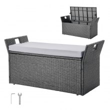 Outdoor Storage Bench PE Rattan 40Gal Deck Box Waterproof Outdoor Seat & Storage