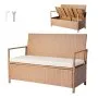 Outdoor Storage Bench PE Rattan 70Gal Deck Box Waterproof Outdoor Seat & Storage