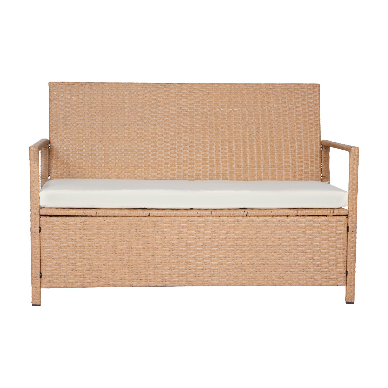 VEVOR Outdoor Storage Bench, 2-Person PE Rattan Storage Bench, 265L Deck Box with Cushion, Supports up to 120 kg, Weatherproof Outdoor Seating & Porch Decor for Patio Garden Balcony Yard