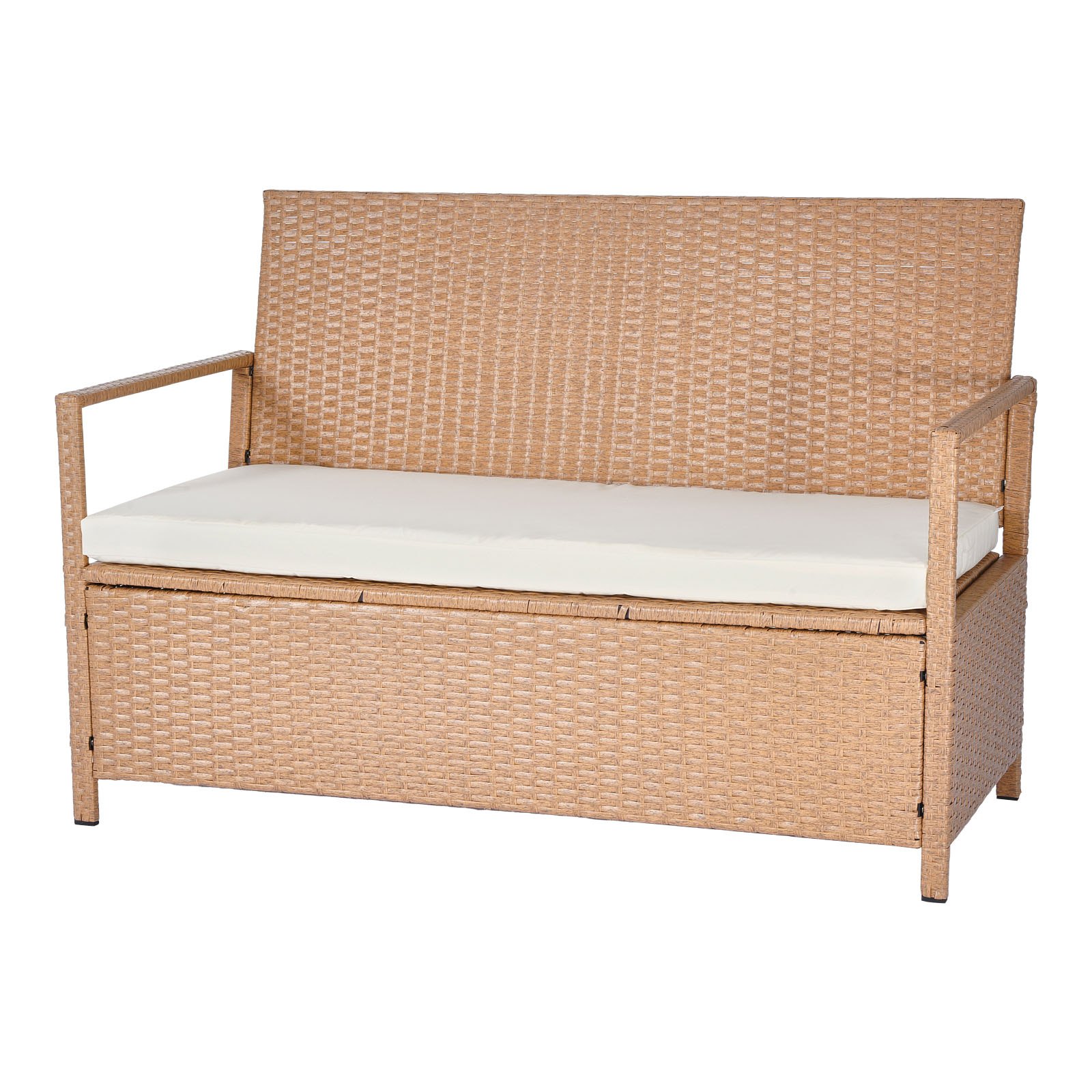 VEVOR Outdoor Storage Bench, 2-Person PE Rattan Storage Bench, 265L Deck Box with Cushion, Supports up to 120 kg, Weatherproof Outdoor Seating & Porch Decor for Patio Garden Balcony Yard