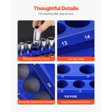 Magnetic Socket Organizer Set 4PCS Socket Trays Blue & Red for Metric SAE