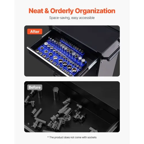 8PCS Socket Organizer Tray Set,SAE & Metric Socket Trays, 2PCS 1/4 - View #10