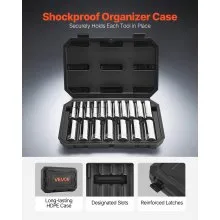 VEVOR Socket Set, 18 Pieces, 12.7 mm Drive Socket Tool Set, Metric Size from 10 to 27 mm, Mechanic Tool Kit with Storage Case, Clear Markings, Chrome Plated CR-V Alloy Steel, for Automotive Repair