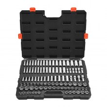 VEVOR Socket Set, 104 Pieces, 9.5 mm Drive Socket Tool Set, Metric Size from 6 to 24 mm, Deep and Standard, Mechanic Tool Kit with Storage Case, Chrome Plated CR-V Alloy Steel, for Automotive Repair