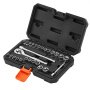 VEVOR Socket Set, 27 Pieces, 6.4 mm Drive Socket and Ratchet Set, SAE and Metric, Mechanic Tool Kit with Ratchet Wrench, Extension Bar and Storage Case, CR-V Alloy Steel, for Automotive Repair