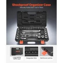 VEVOR Socket Set, 33 Pieces, 12.7 mm Drive Socket and Ratchet Set, SAE and Metric, Mechanic Tool Kit with Ratchet Wrench, Extension Bar and Storage Case, CR-V Alloy Steel, for Automotive Repair