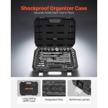 VEVOR Socket Set, 86 Pieces, 9.5 & 6.4 & 12.7 mm Drive Socket and Ratchet Set, SAE and Metric, Mechanic Tool Kit with Ratchet Wrench, Accessories and Storage Case, CR-V Alloy Steel, for Auto Repair