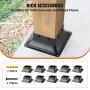 VEVOR 101.6x101.6mm Post Base 10Pcs, Internal 91x91mm Heavy Duty Powder-Coated Steel Post Bracket Fit for Standard Wood Post Anchor, Decking Post Base for Deck Porch Handrail Railing Support