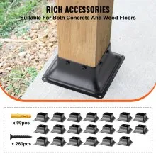VEVOR 101.6x101.6mm Post Base 20Pcs, Internal 91x91mm Heavy Duty Powder-Coated Steel Post Bracket Fit for Standard Wood Post Anchor, Decking Post Base for Deck Porch Handrail Railing Support
