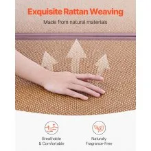 VEVOR Japanese Tatami Mat, Full XL - 55'' X 80'' Foldable Handwoven Rattan Tatami Mat, Non-Slip & Easily Cleaned Tatami Mattress, Summer Breathable Tatami for Sleeping, Meditation, Yoga