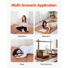 VEVOR Japanese Tatami Mat, Full XL - 55'' X 80'' Foldable Handwoven Rattan Tatami Mat, Non-Slip & Easily Cleaned Tatami Mattress, Summer Breathable Tatami for Sleeping, Meditation, Yoga