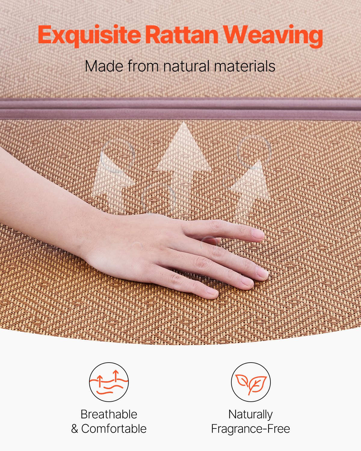 VEVOR Japanese Tatami Mat, 80 x 55 in Foldable Handwoven Natural Rattan Tatami Mat, Non-Slip & Easily Cleaned Japanese Tatami Floor Mat, Summer Breathable Sleeping Mat for Meditation Yoga Relaxation
