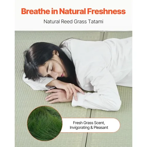 KITBRHOME Tatami Mat (Queen 80" X 60" X 0.5"), Japanese Traditional Tatami Mattress, Natural Rush Grass Floor Mat For Sleeping, Sitting, Yoga, Relaxing