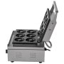 Máquina comercial para hacer donas y gofres VEVOR de 110 V, 6 orificios, calentamiento por ambos lados de 50 a 300 °C, 1550 W, antiadherente, con revestimiento de teflón para cocinas profesionales (profundidad: 1,4 cm, diámetro: 7,5 cm)