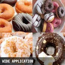 VEVOR 110V Commercial Waffle Donut Machine 6 Holes Double-Sided Heating 50-300℃, Electric Doughnut Maker 1550W, Non-stick Donut MakerTeflon-Coating for Professional Kitchen (Depth:0.55",Dia:2.95")