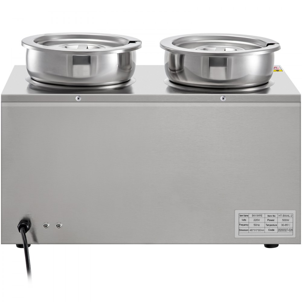 VEVOR Commercial Soup Warmer Soup Station Dual 4L Round Pots, Soup Kettle Warmer