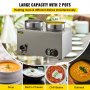 VEVOR Commercial Soup Warmer, 2 x 7.4 Qt Round Pots, Restaurant Soup Warmer 0-85℃, Soup Station 500W Soup Well Commercial with Faucet, Soup Kettle Warmer with 2 ladles, Cheese Warmer, Stainless Steel