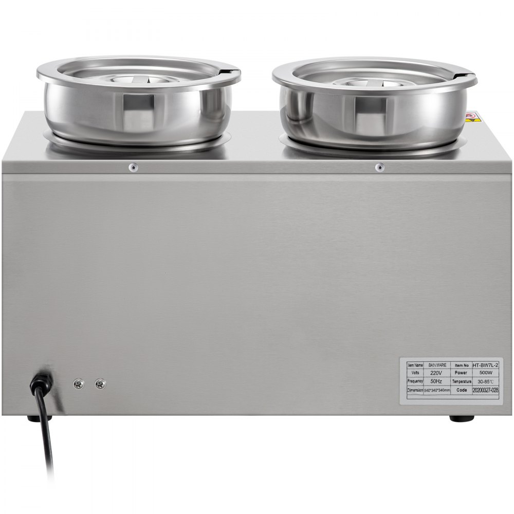VEVOR Commercial Soup Warmer Soup Station Dual 7L Round Pots, Soup Kettle Warmer