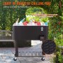 VEVOR Rolling Ice Chest Cooler Cart 80 Quart, Portable Bar Drink Cooler, Beverage Bar Stand Up Cooler with Wheels, Bottle Opener, Handles for Patio Backyard Party Pool, Wooden Rattan Accent, Brown