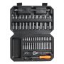 VEVOR Socket Set, 1/4 Inch Drive Socket and Ratchet Set, 6-Point Socket Opening, 54 Pieces Tool Set SAE and Metric, Deep and Standard Sockets, 5/32-9/16 in, 4-14 mm, with Accessories, Storage Case