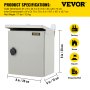 VEVOR Electrical Enclosure, 8x8x6in, Tested to UL Standards NEMA 4 Outdoor Enclosure, IP65 Waterproof & Dustproof Cold-Rolled Carbon Steel Hinged Junction Box for Outdoor Indoor Use, with Rain Hood