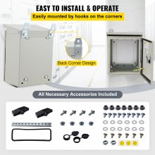 VEVOR Electrical Enclosure, 10x8x6in, Tested to UL Standards NEMA 4 Outdoor Enclosure, IP65 Waterproof & Dustproof Cold-Rolled Carbon Steel Hinged Junction Box for Outdoor Indoor Use, with Rain Hood