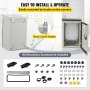 VEVOR Electrical Enclosure, 12x8x6in, Tested to UL Standards NEMA 4 Outdoor Enclosure, IP65 Waterproof & Dustproof Cold-Rolled Carbon Steel Hinged Junction Box for Outdoor Indoor Use, with Rain Hood