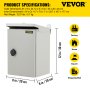 VEVOR Electrical Enclosure, 12x8x8in, Tested to UL Standards NEMA 4 Outdoor Enclosure, IP65 Waterproof & Dustproof Cold-Rolled Carbon Steel Hinged Junction Box for Outdoor Indoor Use, with Rain Hood