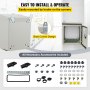VEVOR Electrical Enclosure, 12x12x8in, Tested to UL Standards NEMA 4 Outdoor Enclosure, IP65 Waterproof & Dustproof Cold-Rolled Carbon Steel Hinged Junction Box for Outdoor Indoor Use, with Rain Hood