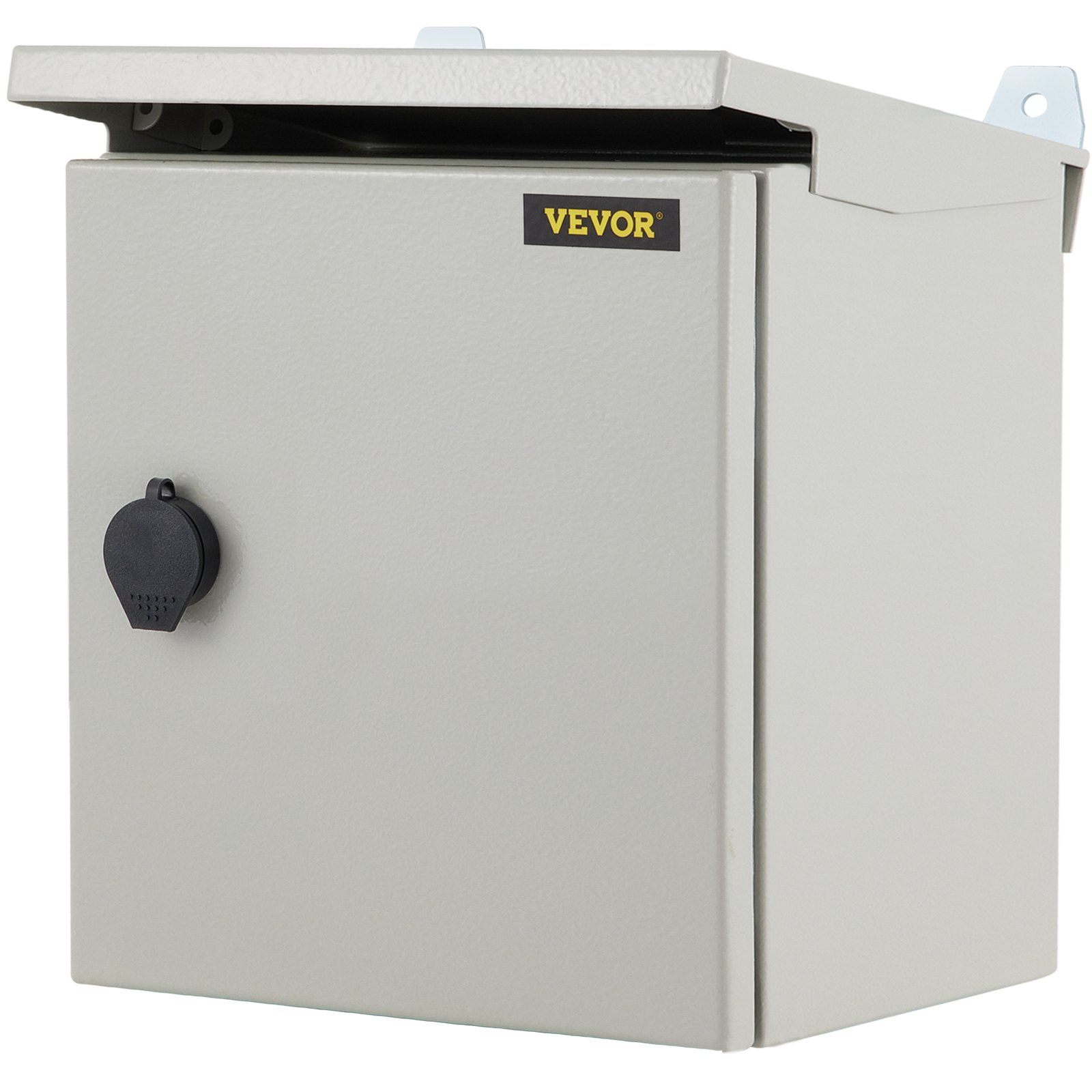 VEVOR Electrical Enclosure, 12x12x8in, Tested to UL Standards NEMA 4 Outdoor Enclosure, IP65 Waterproof & Dustproof Cold-Rolled Carbon Steel Hinged Junction Box for Outdoor Indoor Use, with Rain Hood