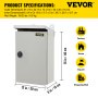 VEVOR Electrical Enclosure, 16x12x6 in, Tested to UL Standards NEMA 4 Outdoor Enclosure, IP65 Waterproof & Dustproof Cold-Rolled Carbon Steel Hinged Junction Box for Outdoor Indoor Use, with Rain Hood