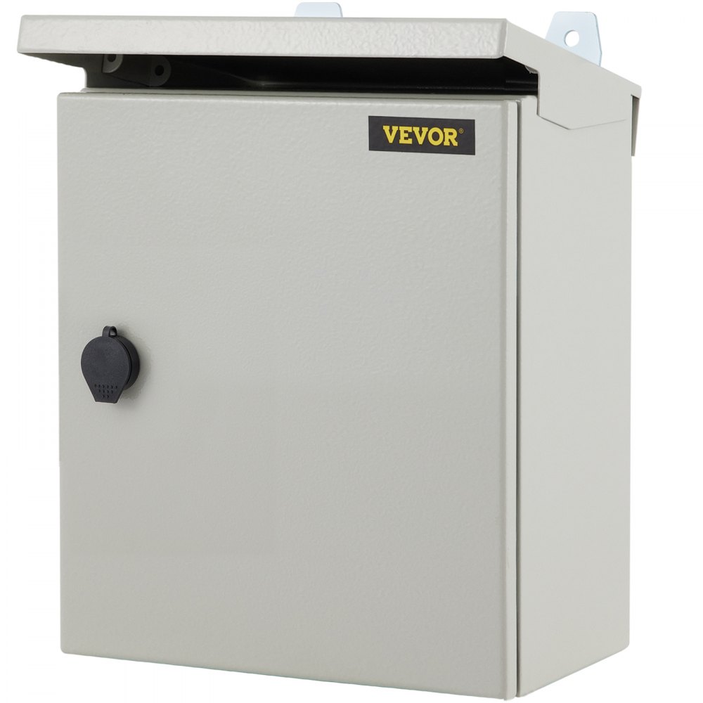 VEVOR Electrical Enclosure, 16x16x6in, Tested to UL Standards NEMA 4 Outdoor Enclosure, IP65 Waterproof & Dustproof Cold-Rolled Carbon Steel Hinged Junction Box for Outdoor Indoor Use, with Rain Hood