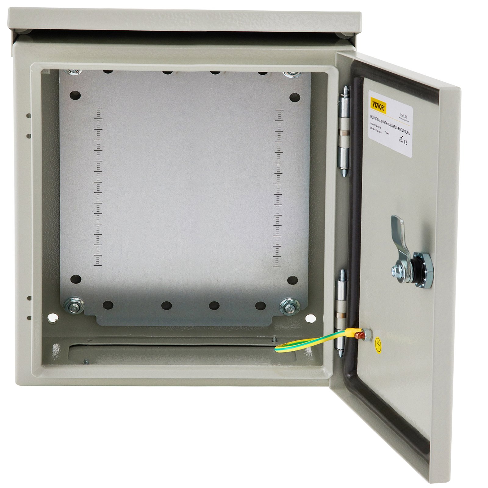 VEVOR Electrical Enclosure, 16"x16"x8", Tested to UL Standards NEMA 4 Outdoor Enclosure, IP65 Waterproof & Dustproof Cold-Rolled Carbon Steel Hinged Junction Box for Outdoor Indoor Use, with Rain H