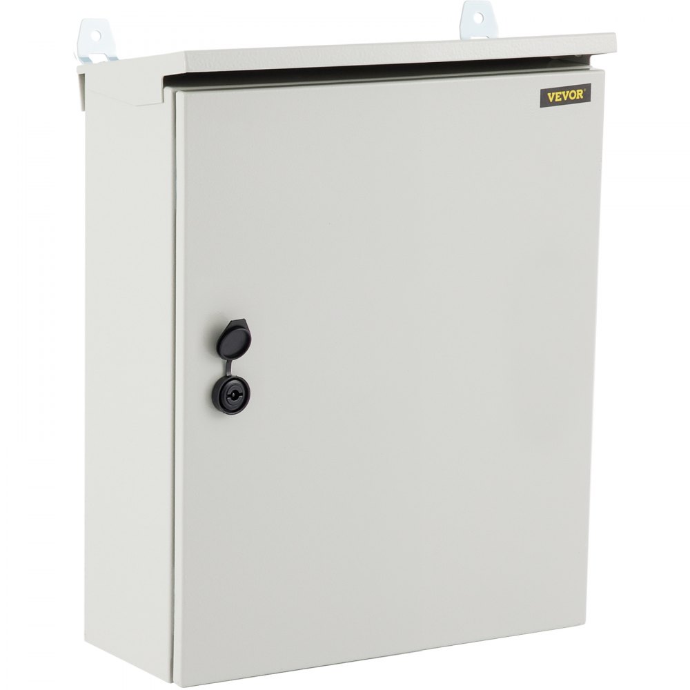 VEVOR Electrical Enclosure, 20x16x8in, Tested to UL Standards NEMA 4 Outdoor Enclosure, IP65 Waterproof & Dustproof Cold-Rolled Carbon Steel Hinged Junction Box for Outdoor Indoor Use, with Rain Hood