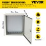 VEVOR Electrical Enclosure, 20x16x8in, Tested to UL Standards NEMA 4 Outdoor Enclosure, IP65 Waterproof & Dustproof Cold-Rolled Carbon Steel Hinged Junction Box for Outdoor Indoor Use, with Rain Hood