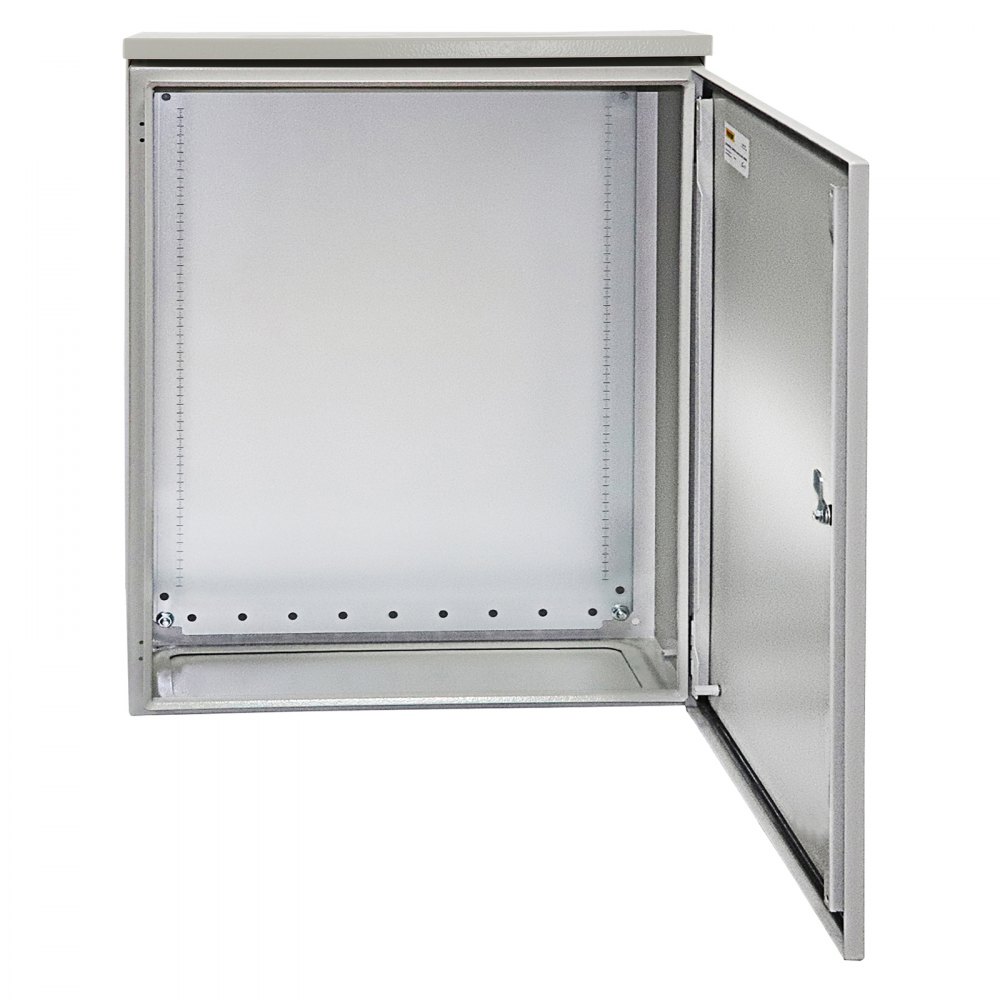 VEVOR Electrical Enclosure, 20x20x6in, Tested to UL Standards NEMA 4 Outdoor Enclosure, IP65 Waterproof & Dustproof Cold-Rolled Carbon Steel Hinged Junction Box for Outdoor Indoor Use, with Rain Hood