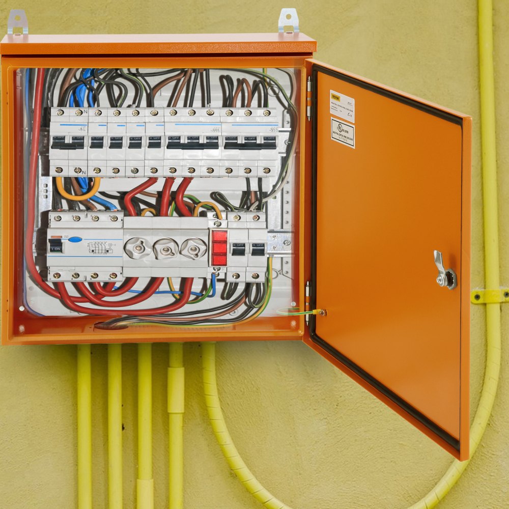Caja eléctrica VEVOR, 20.0 x 20.0 x 6.0 in, probada según los estándaresNEMA 4 para exteriores, IP65 impermeable y a prueba de polvo, caja de conexiones con bisagras de acero al carbono laminado e