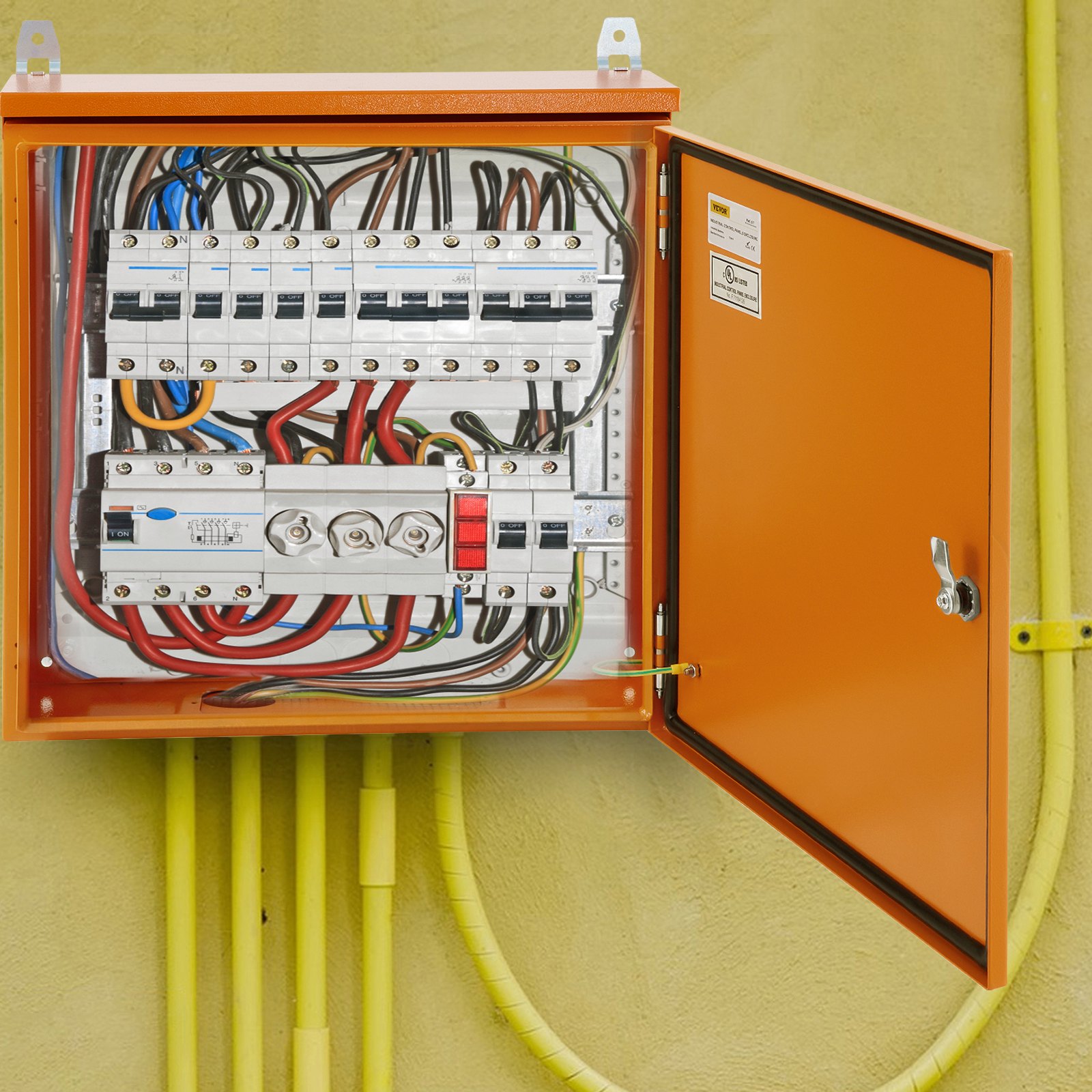 Caja eléctrica VEVOR, 20.0 x 20.0 x 6.0 in, probada según los estándaresNEMA 4 para exteriores, IP65 impermeable y a prueba de polvo, caja de conexiones con bisagras de acero al carbono laminado e