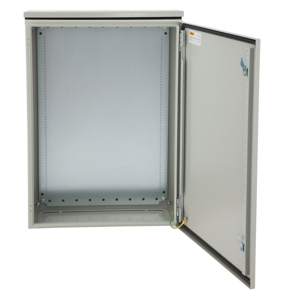 VEVOR Electrical Enclosure, 24x16x8in, Tested to UL Standards NEMA 4 Outdoor Enclosure, IP65 Waterproof & Dustproof Cold-Rolled Carbon Steel Hinged Junction Box for Outdoor Indoor Use, with Rain Hood