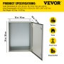 VEVOR Electrical Enclosure, 24x16x10", Tested to UL Standards NEMA 4 Outdoor Enclosure, IP65 Waterproof & Dustproof Cold-Rolled Carbon Steel Hinged Junction Box for Outdoor Indoor Use, with Rain Hood