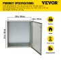 VEVOR Electrical Enclosure, 24x24x8in, Tested to UL Standards NEMA 4 Outdoor Enclosure, IP65 Waterproof & Dustproof Cold-Rolled Carbon Steel Hinged Junction Box for Outdoor Indoor Use, with Rain Hood