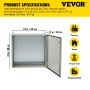VEVOR Electrical Enclosure, 24\'\' x 24\'\' x 12\'\', UL Certified NEMA 4 Outdoor Enclosure, IP65 Waterproof & Dustproof Cold-Rolled Carbon Steel Hinged Junction Box for Outdoor Indoor Use, with Rain