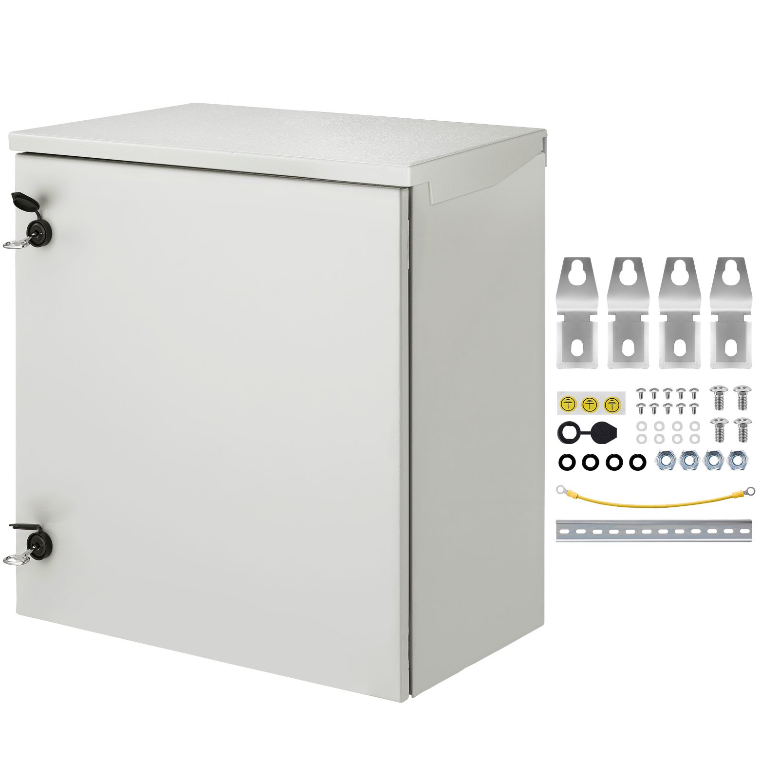 VEVOR Electrical Enclosure, 24\'\' x 24\'\' x 12\'\', NEMA 4 Outdoor Enclosure, IP65 Waterproof & Dustproof Cold-Rolled Carbon Steel Hinged Junction Box for Outdoor Indoor Use, with Rain