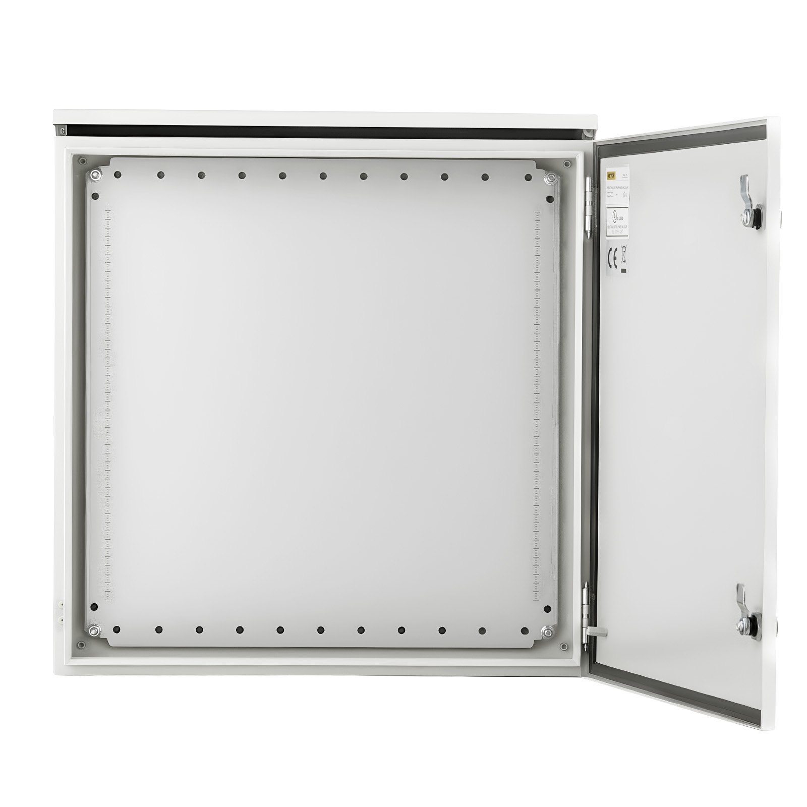 VEVOR Electrical Enclosure, 24\'\' x 24\'\' x 12\'\', NEMA 4 Outdoor Enclosure, IP65 Waterproof & Dustproof Cold-Rolled Carbon Steel Hinged Junction Box for Outdoor Indoor Use, with Rain