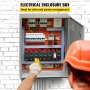 VEVOR electrical enclosure with wiring and circuit breakers, ideal for wire and power arrangement.